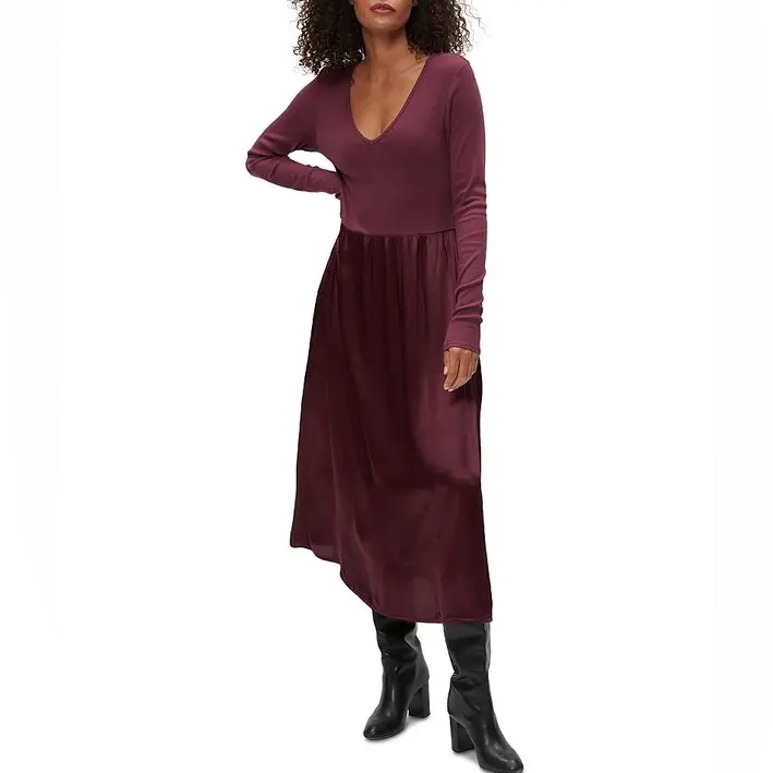Michael Stars Nwt Sutton V Neck Dress Color Beetroot